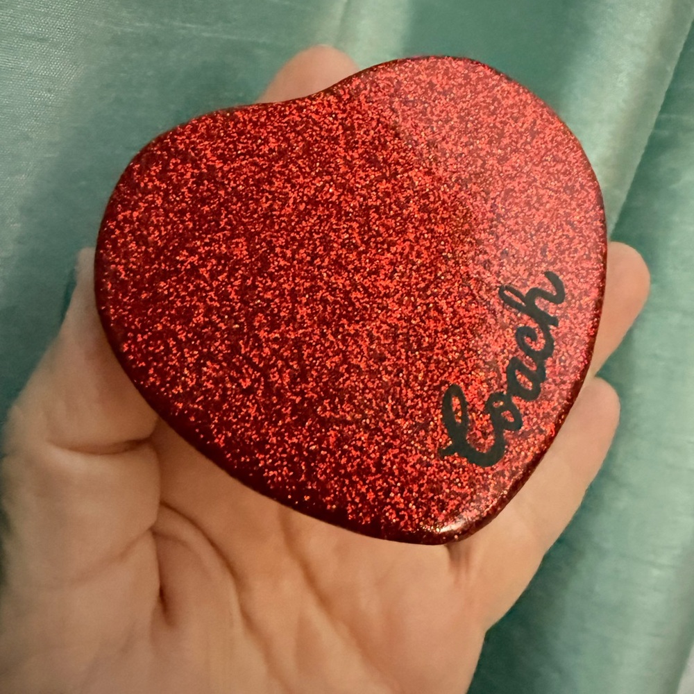 Coach Red Glitter Heart Compact Mirror – Brand New w/ Tags ✨❤️
